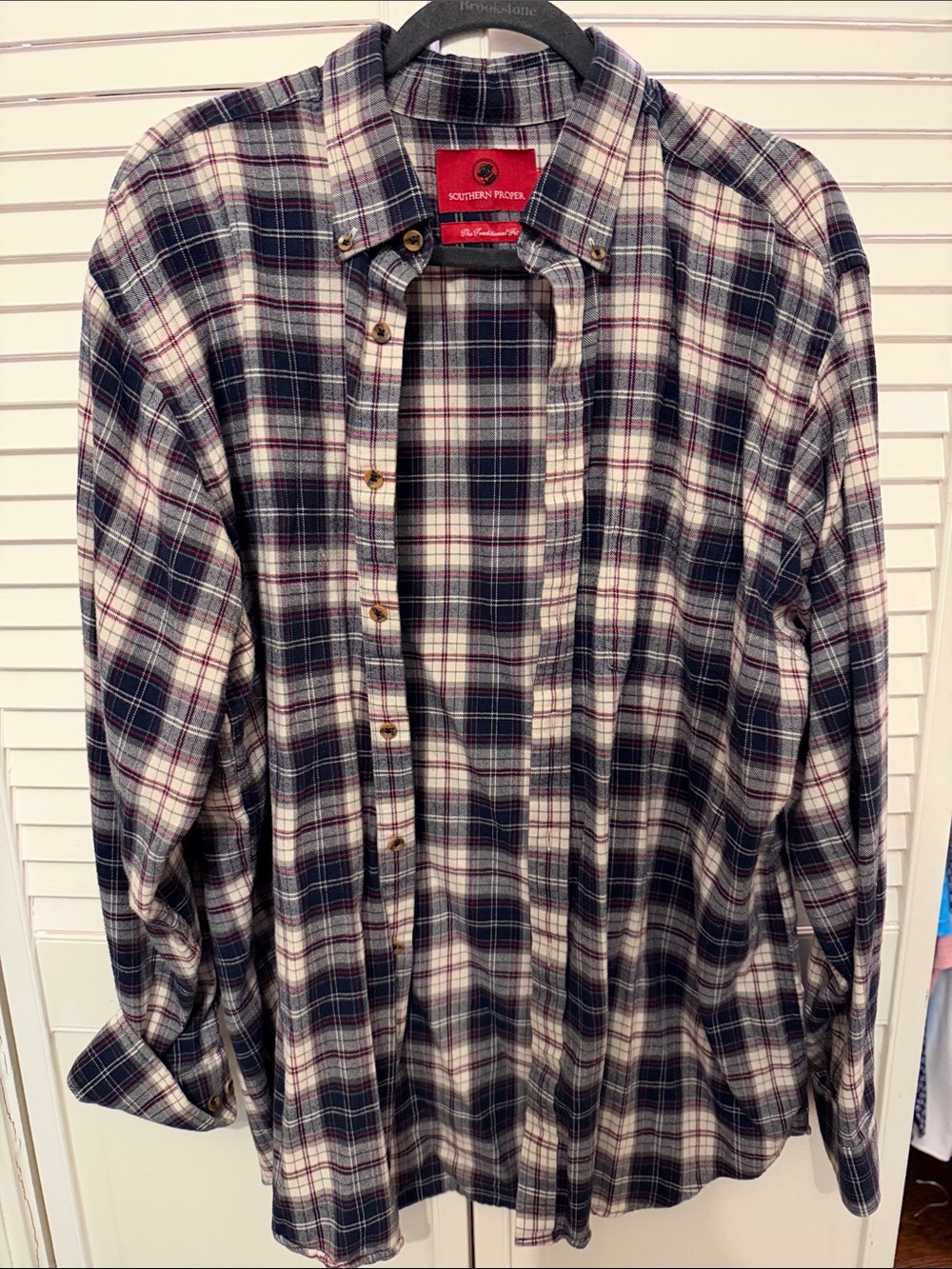 Southern Proper Navy, White & Burgundy Plaid Button-Down Shirt